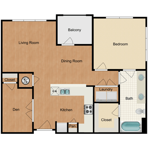 1 bedroom, 1 bathroom