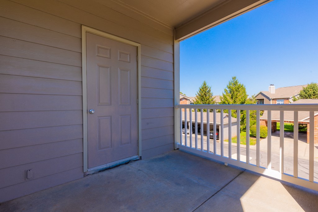 Balcony view at Wynnewood Farms Apartments, Overland Park, KS