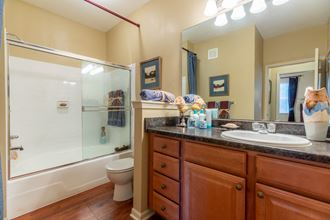 Bathroom With Spacious Shower at Avignon Apartment Homes, Olathe, Kansas