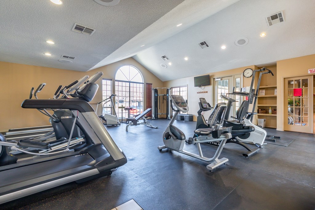 Fitness Center With Modern Equipment at Highland Park, Kansas, 66214