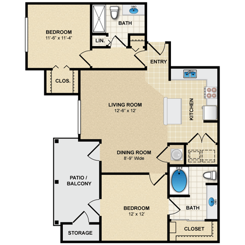 2 bedroom, 2 bathroom at Avignon Apartment Homes, Kansas