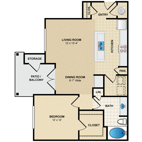 1 bedroom, 1 bathroom at Avignon Apartment Homes, Kansas
