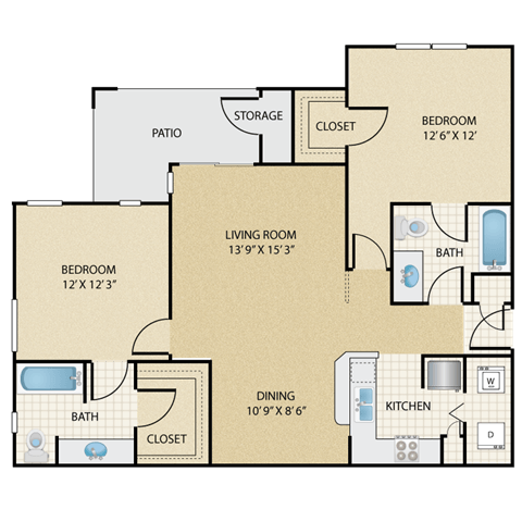 2 bedroom, 2 bathroom at   Stonepost Lakeside Apartments , Olathe