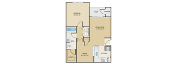 1 bedroom, 1 bathroom A at Stonepost Lakeside Apartments , Olathe, Kansas,KS