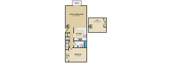 1 bed 1 bath floor planA at Preston Court Apartments, Overland Park, KS