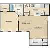 1 bedroom, 1 bathroom