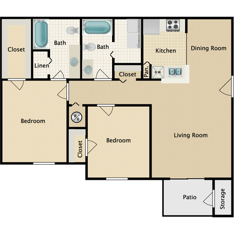2 bedroom, 2 bathroom at Stonebriar Woods Apartments, Kansas, 66213