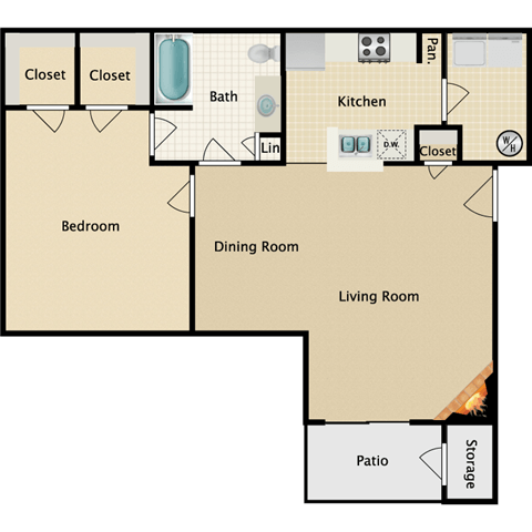 1 bedroom, 1 bathroom at Stonebriar Woods Apartments, Kansas, 66213