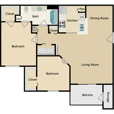 2 bedroom, 1 bathroom at Stonebriar Woods Apartments, Overland Park, KS
