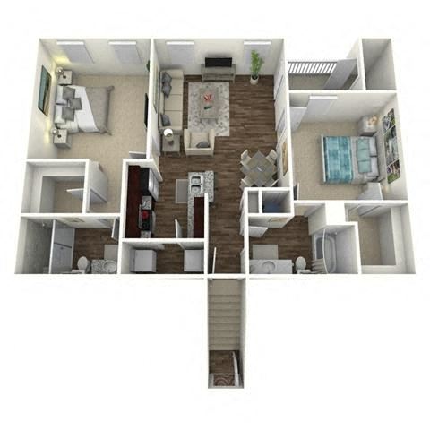 2 bedroom, 2 bathroom