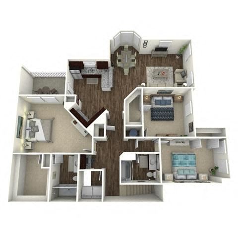 3 bedroom, 2 bathroom