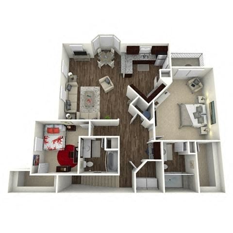 2 bedroom, 2 bathroom
