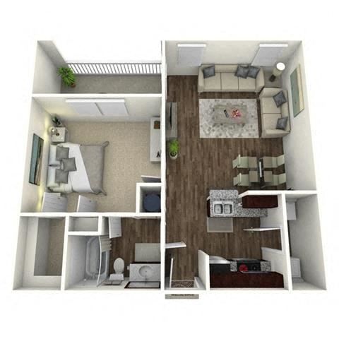 1 bedroom, 1 bathroom, garage