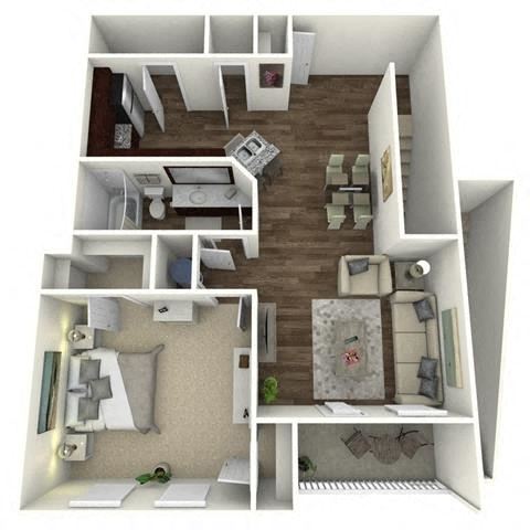 1 bedroom, 1 bathroom, garage
