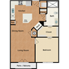 1 bedroom, 1 bathroom