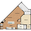 1 bedroom, 1 bathroom