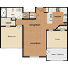 1 bedroom, 1 bathroom, study