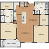 2 bedroom, 2 bathroom