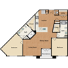 2 bedroom, 2 bathroom
