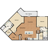 2 bedroom, 2 bathrooms