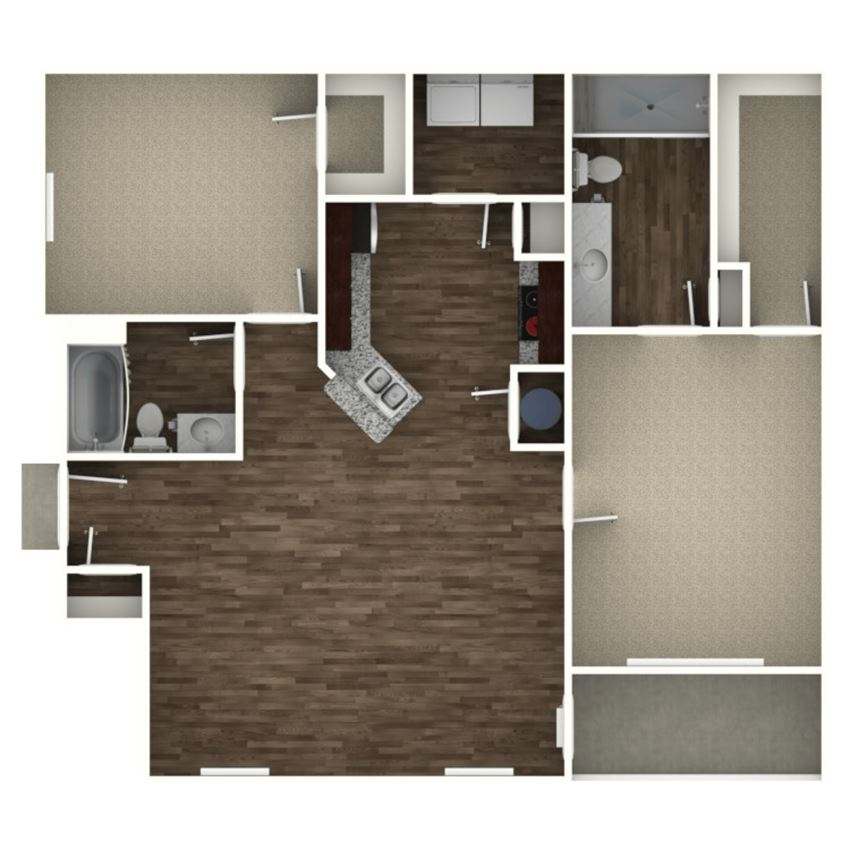 2 bedroom, 2 bathroom