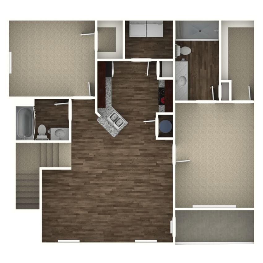 2 bedroom, 2 bathroom