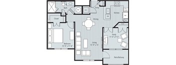 1 bedroom, 1 bathroom, study