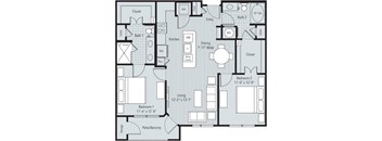 2 bedroom, 2 bathroom