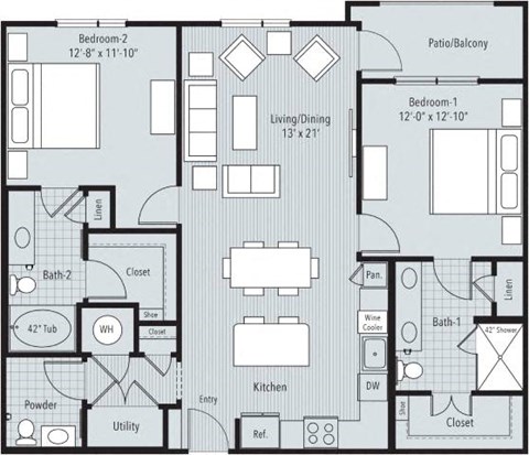 2 bedroom, 2.5 bathrooms at 46 Penn Apartment Homes, Kansas City, MO