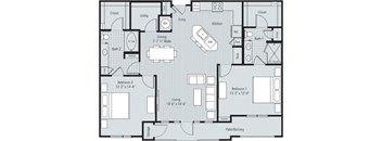 2 bedroom, 2 bathroom