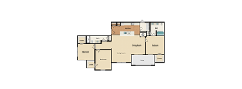 3 bedroom, 2 bathroom