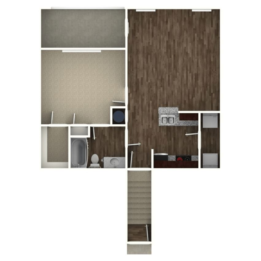 1 bedroom, 1 bathroom