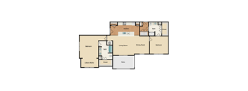 2 bedroom, 2 bathroom