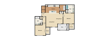 2 bedroom, 2 bathroom