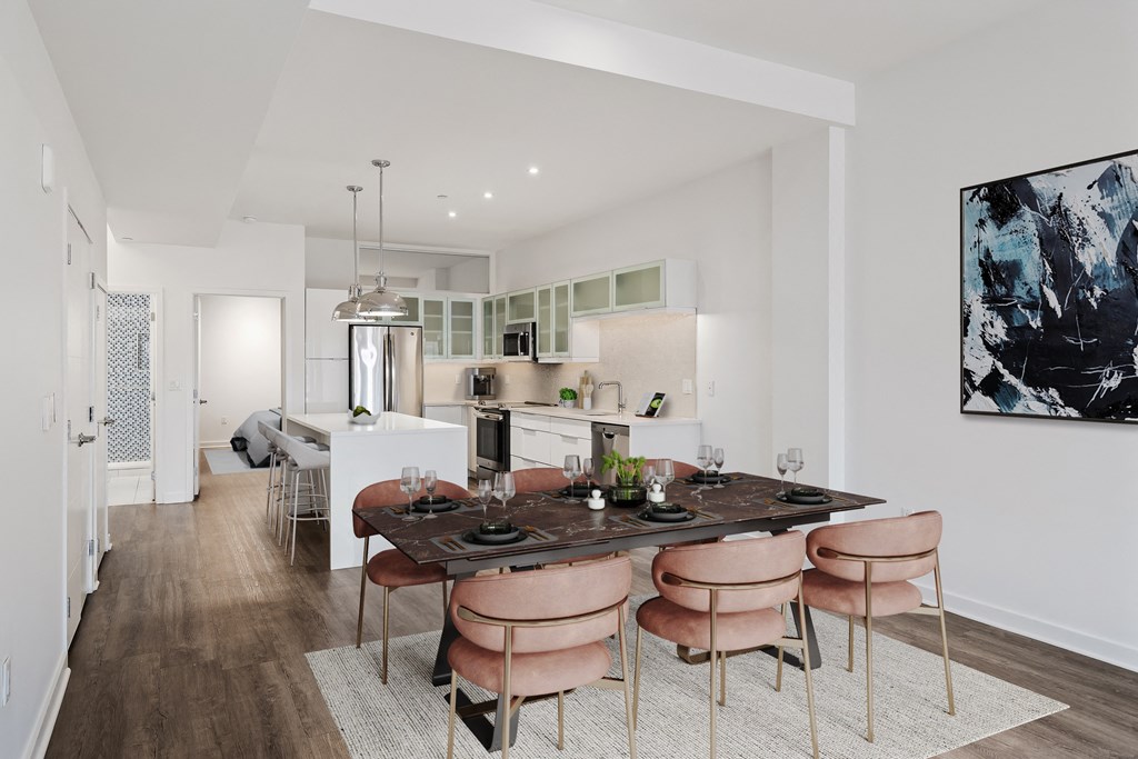 Two bedroom Dining Room and Kitchen at Sky on Main in Kansas City
