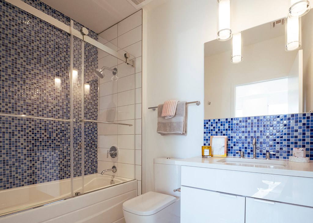 Toilet at Sky On Main Apartments, Missouri