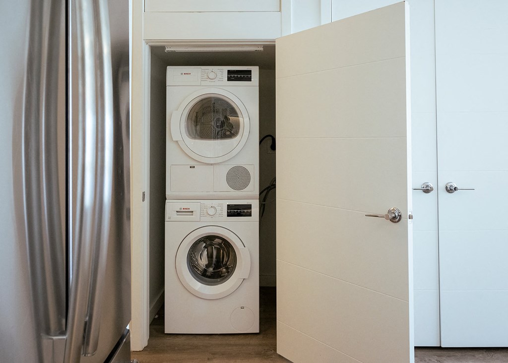 washer/dryer at Sky On Main Apartments, Missouri City