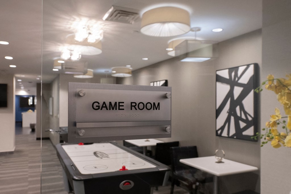 Game Room Entrance at Sky On Main Apartments, Missouri City, MO