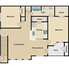 2 bedroom, 1 bathroom