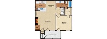 A2 Floor Plan: 1 bedroom, 1 bathroom  at Pear Ridge, Texas