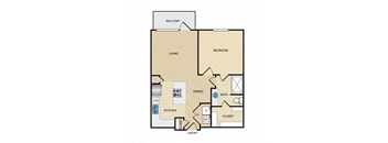 A1 floor plan:  1 bedroom, 1 bathroom at Ovation at Lewisville Apartments, Lewisville, 75067