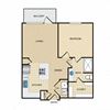 A1 floor plan: 1 bedroom, 1 bathroom