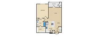 A2 Floor Plan: 1 bedroom, 1 bathroom at Ovation at Lewisville Apartments, Lewisville, 75067