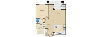 A3A Floor Plan: 1 bedroom, 1 bathroom at Ovation at Lewisville Apartments, Texas , 75067