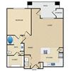 A3A Floor Plan: 1 bedroom, 1 bathroom