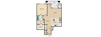 A3GA Floor Plan: 1 bedroom, 1 bathroom, garageat Ovation at Lewisville Apartments, Lewisville, 75067