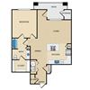 A3GA Floor Plan: 1 bedroom, 1 bathroom, garage