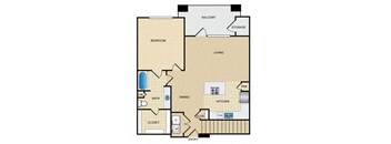 A3G Floor Plan: 1 bedroom, 1 bathroom, garage at Ovation at Lewisville Apartments, Lewisville