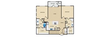 B1G Floor Plan: 2 bedroom, 2 bathroom, garage at Ovation at Lewisville Apartments, Lewisville