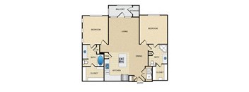 B1 Floor Plan: 2 bedroom, 2 bathroom at Ovation at Lewisville Apartments, Lewisville, Texas